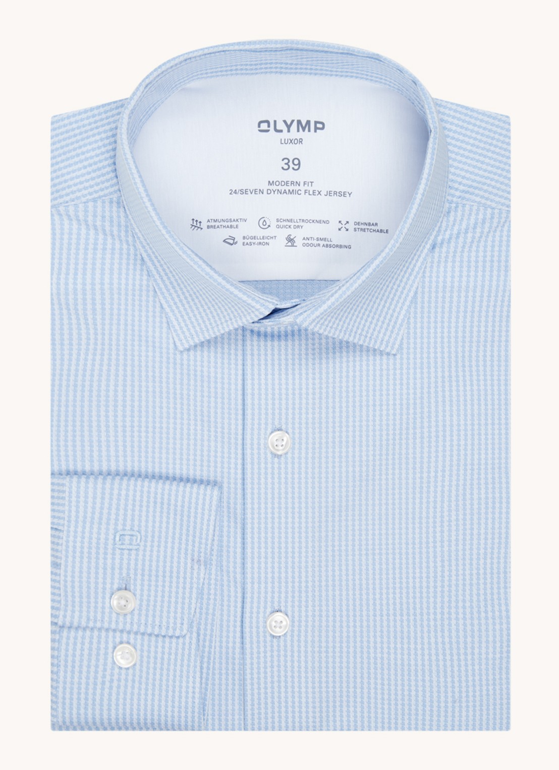 Olymp Luxor modern fit overhemd van jersey   - voorkant 3 royalblauw