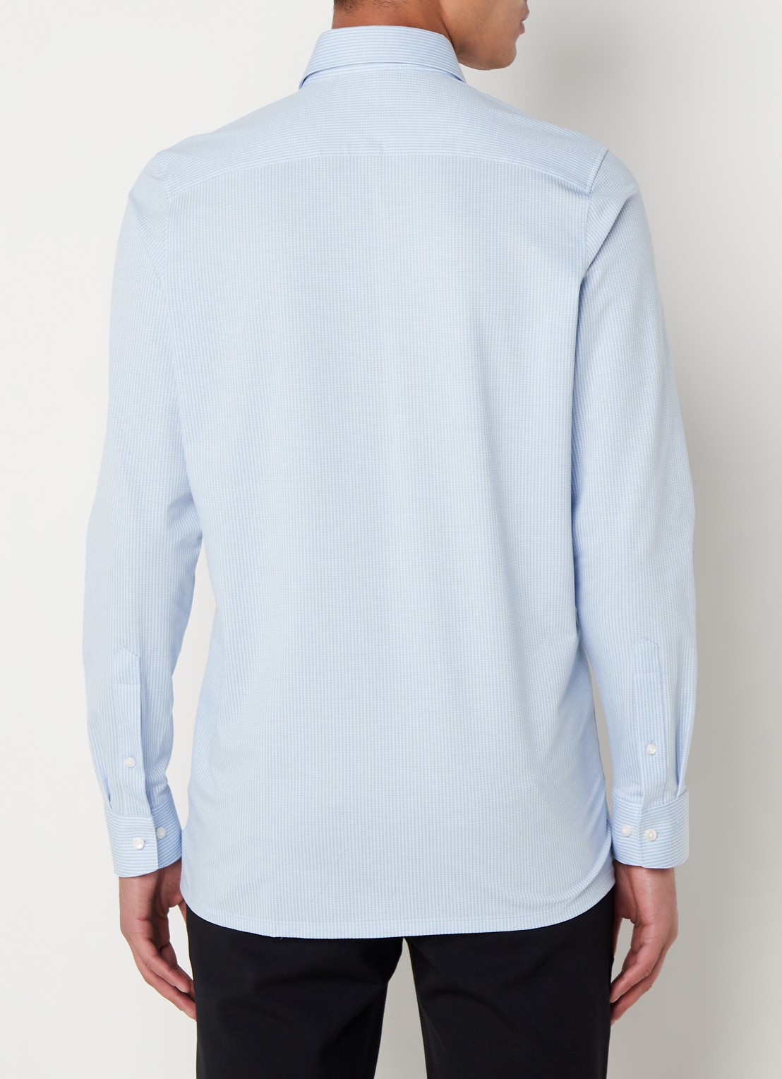 Olymp Luxor modern fit overhemd van jersey   - achterkant 5 royalblauw