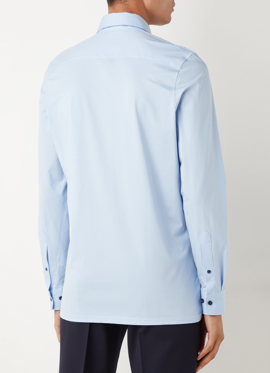 Olymp Luxor modern fit overhemd van jersey   - achterkant 5 lichtblauw