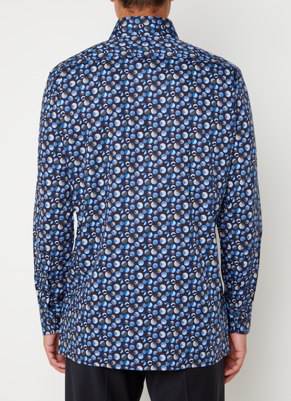 Olymp Luxor regular fit overhemd met grafische print  - achterkant blauw