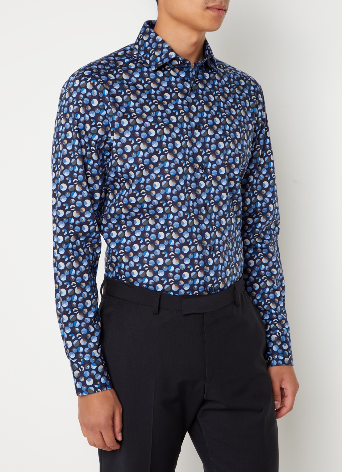 Olymp Luxor regular fit overhemd met grafische print  - detail 4 blauw