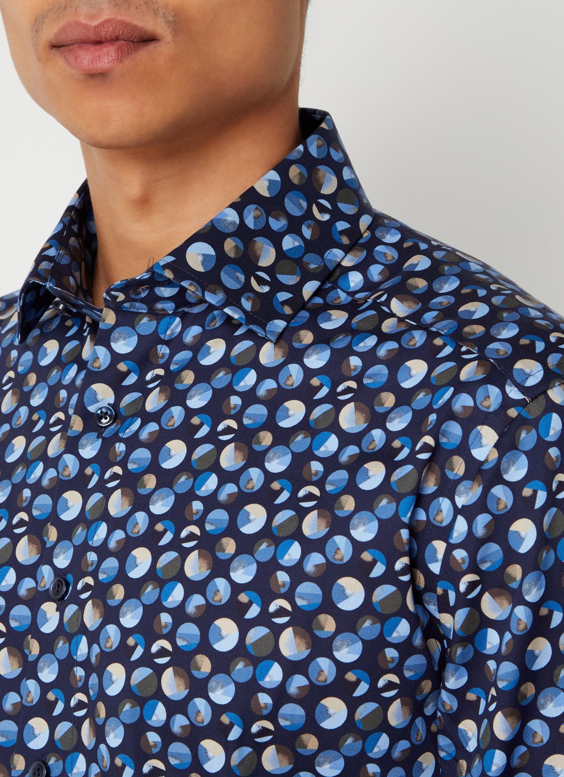 Olymp Luxor regular fit overhemd met grafische print  - detail 5 blauw
