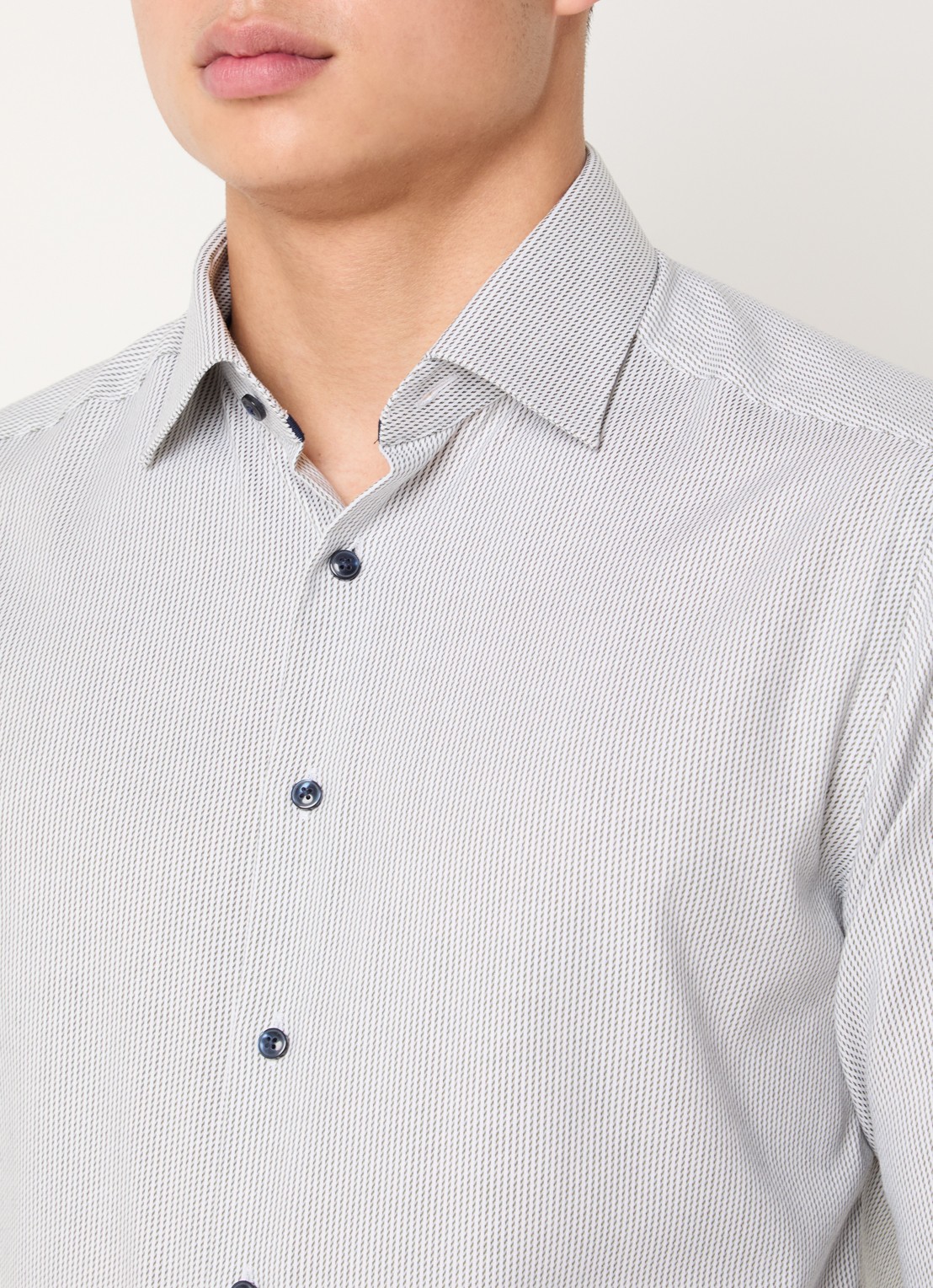 Olymp Luxor regular fit overhemd met microdessin - detail 5 middengrijs