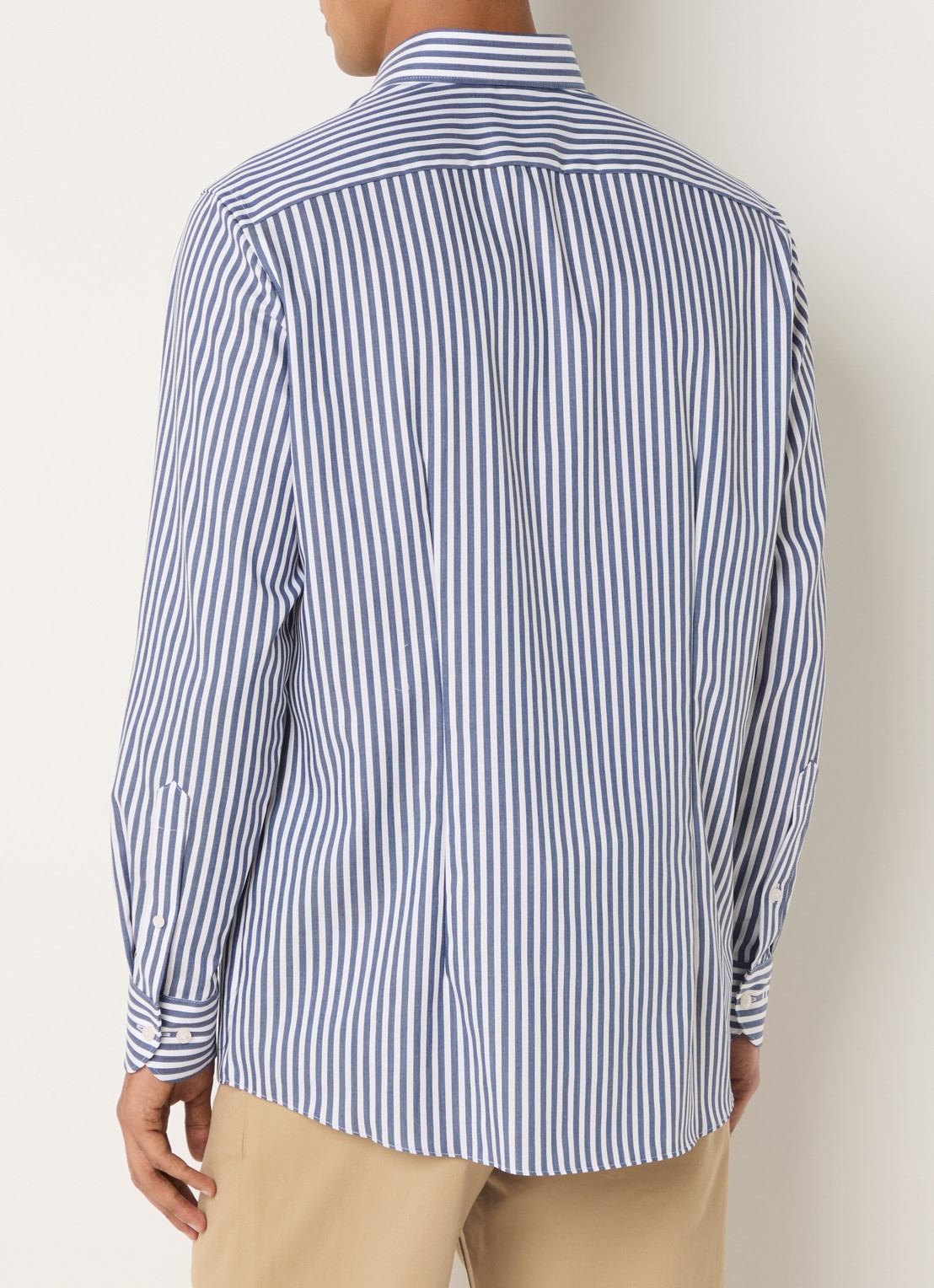 Olymp Luxor regular fit overhemd met streepprint - achterkant 4 donkerblauw