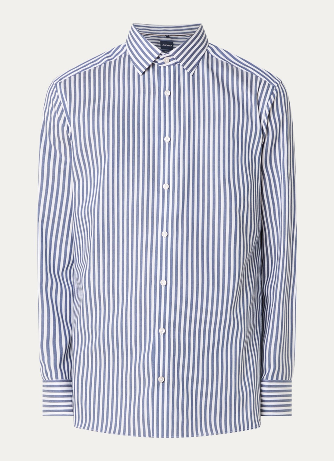 Olymp Luxor regular fit overhemd met streepprint - voorkant donkerblauw