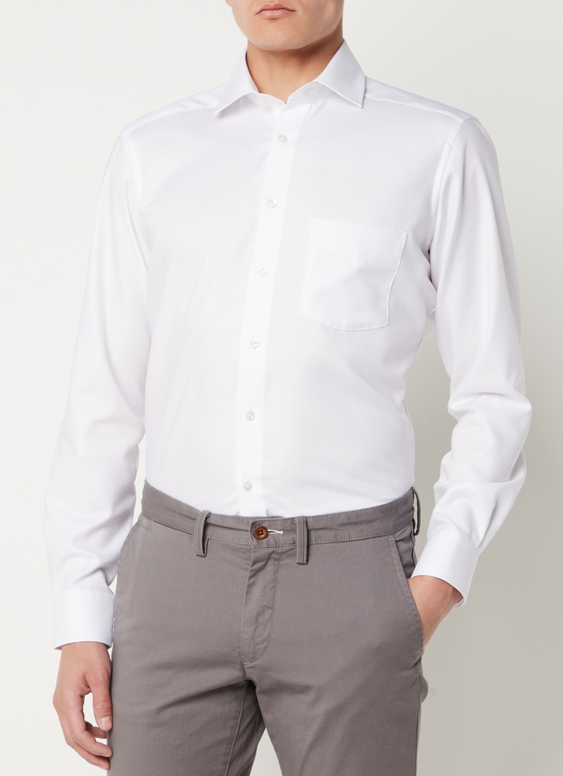 Olymp Modern fit overhemd met borstzak - detail 2 wit