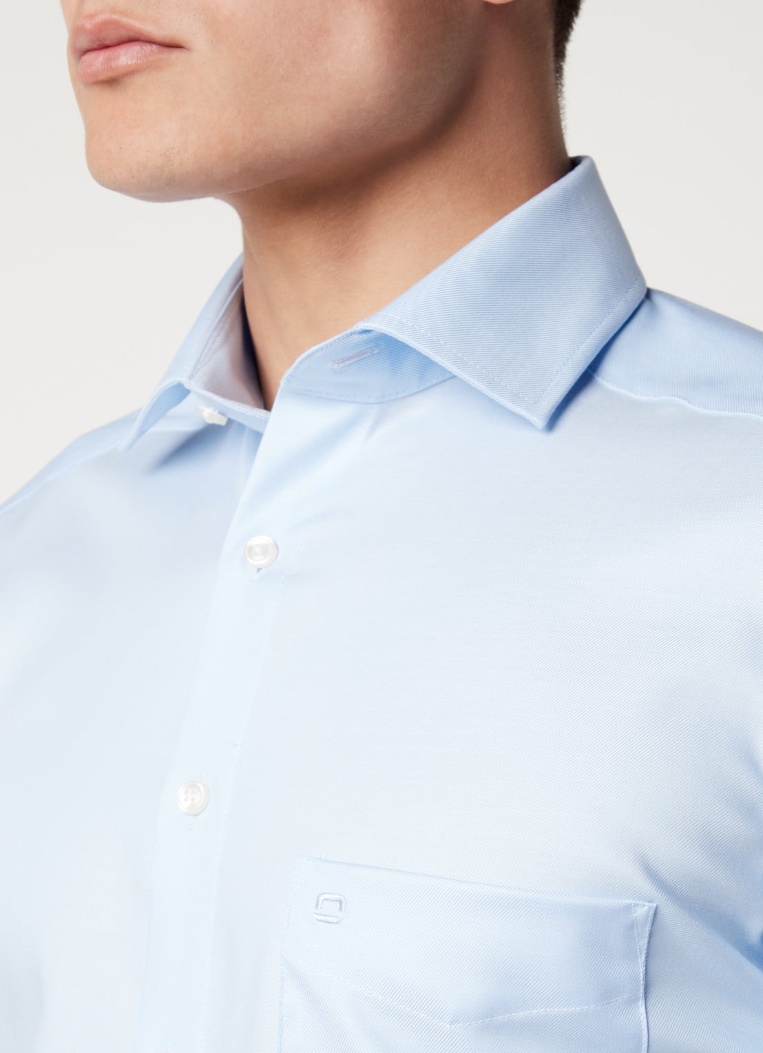 Olymp Modern fit overhemd met borstzak - detail 3 lichtblauw