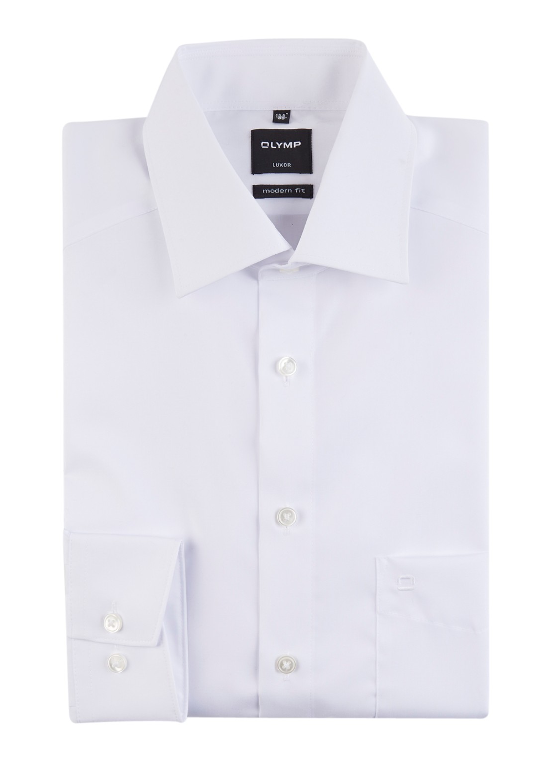 Olymp Modern fit overhemd met extra lange mouwen - voorkant wit