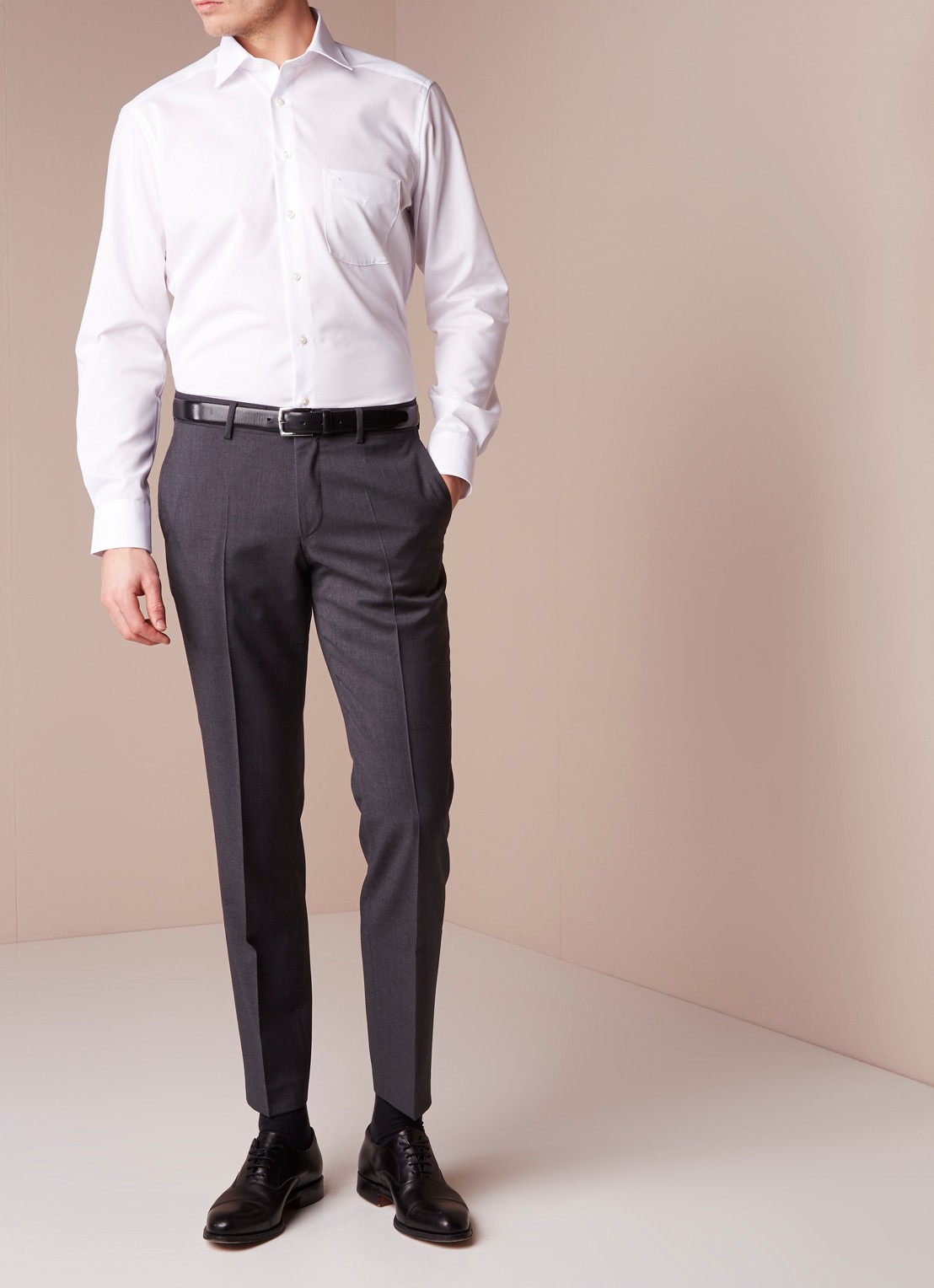 Olymp Modern fit overhemd met extra lange mouwen - voorkant 2 wit