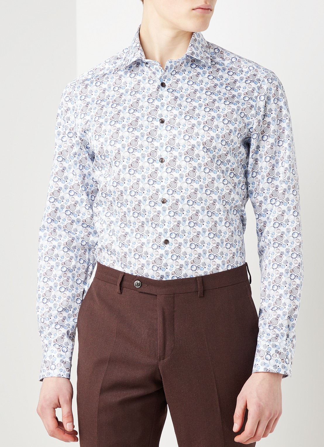 Olymp Modern fit overhemd met print - detail 4 wit