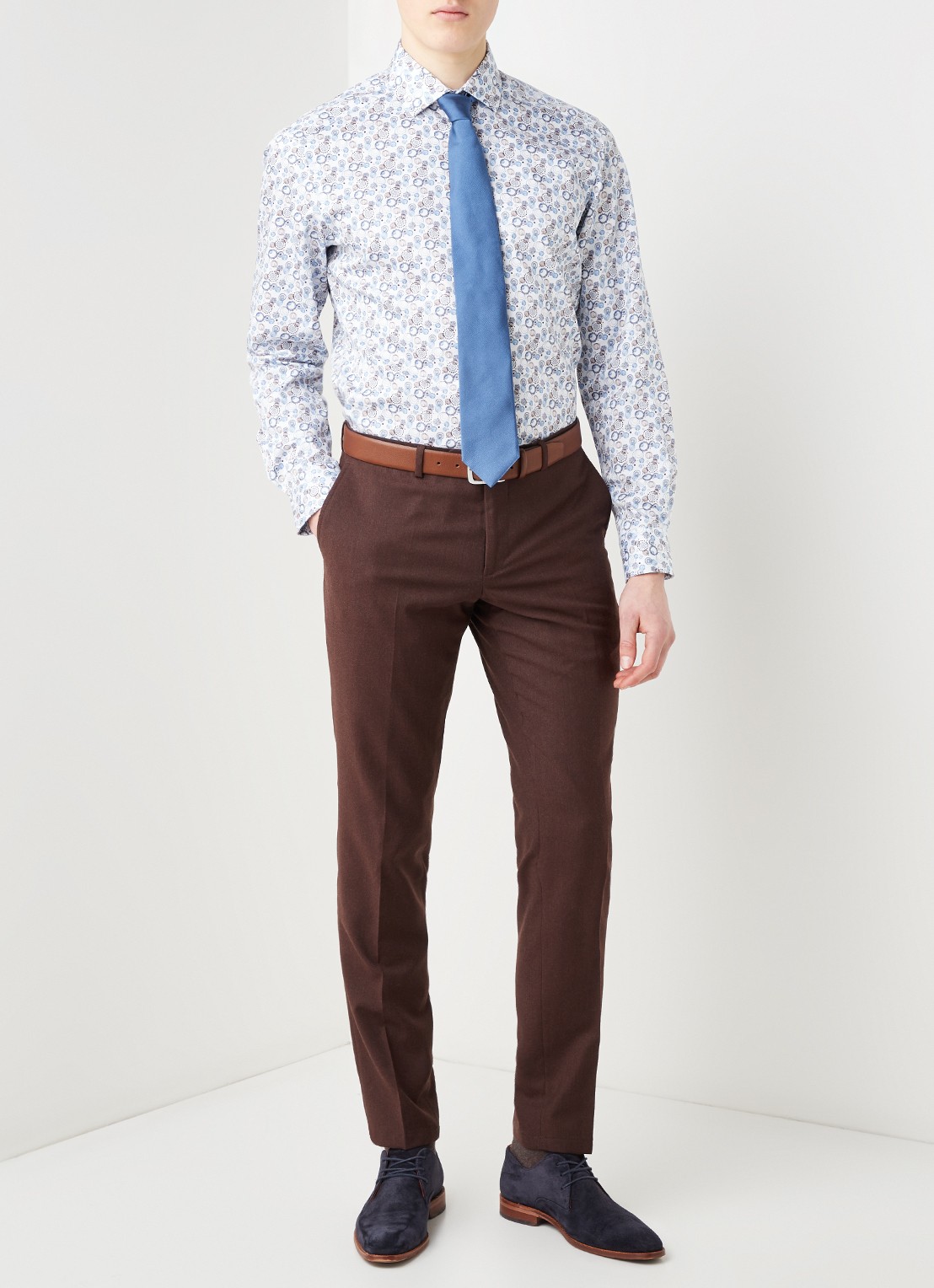 Olymp Modern fit overhemd met print - voorkant 2 wit