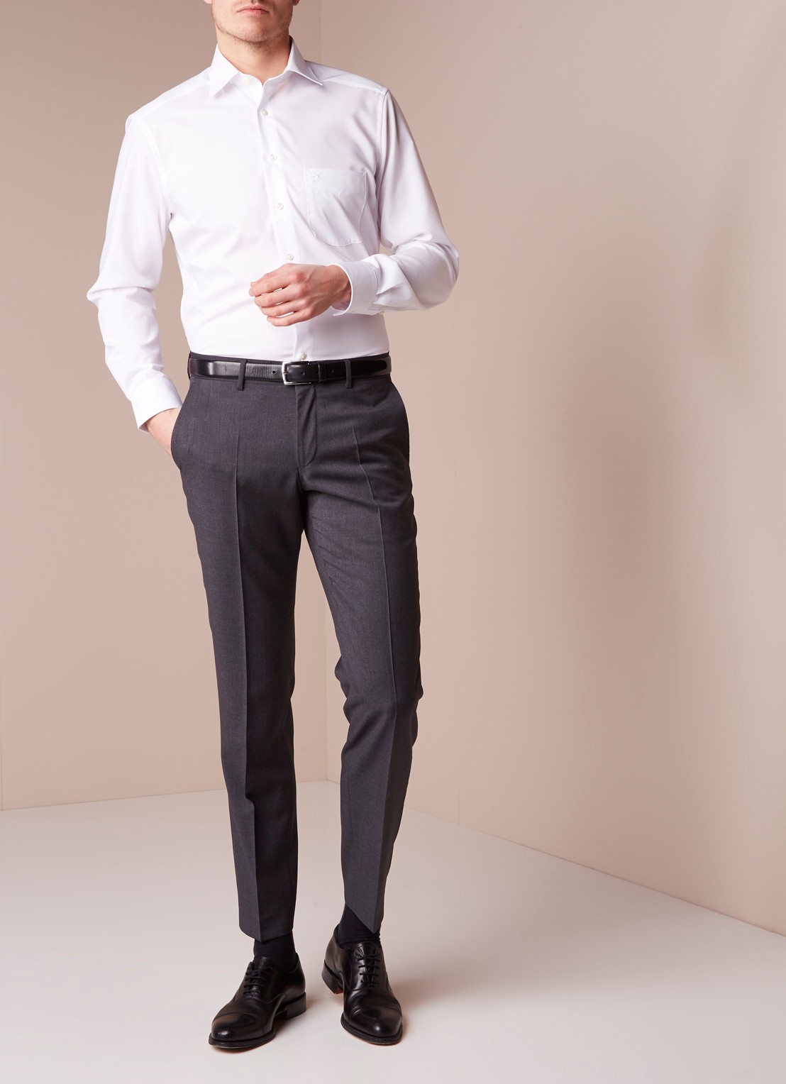 Olymp Modern fit overhemd van katoen - voorkant 2 wit