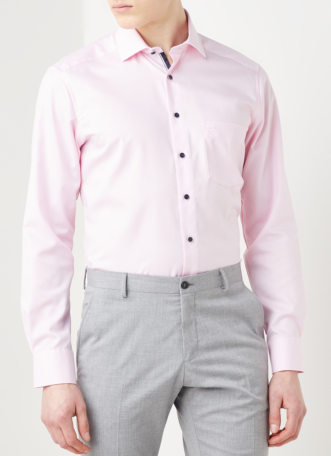 Olymp Modern fit strijkvrij overhemd met stretch - detail 3 roze