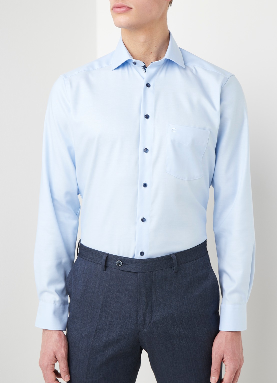 Olymp Regular fit overhemd met borstzak - detail 3 lichtblauw