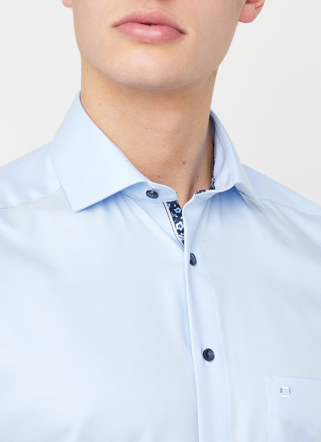 Olymp Regular fit overhemd met borstzak - detail 4 lichtblauw