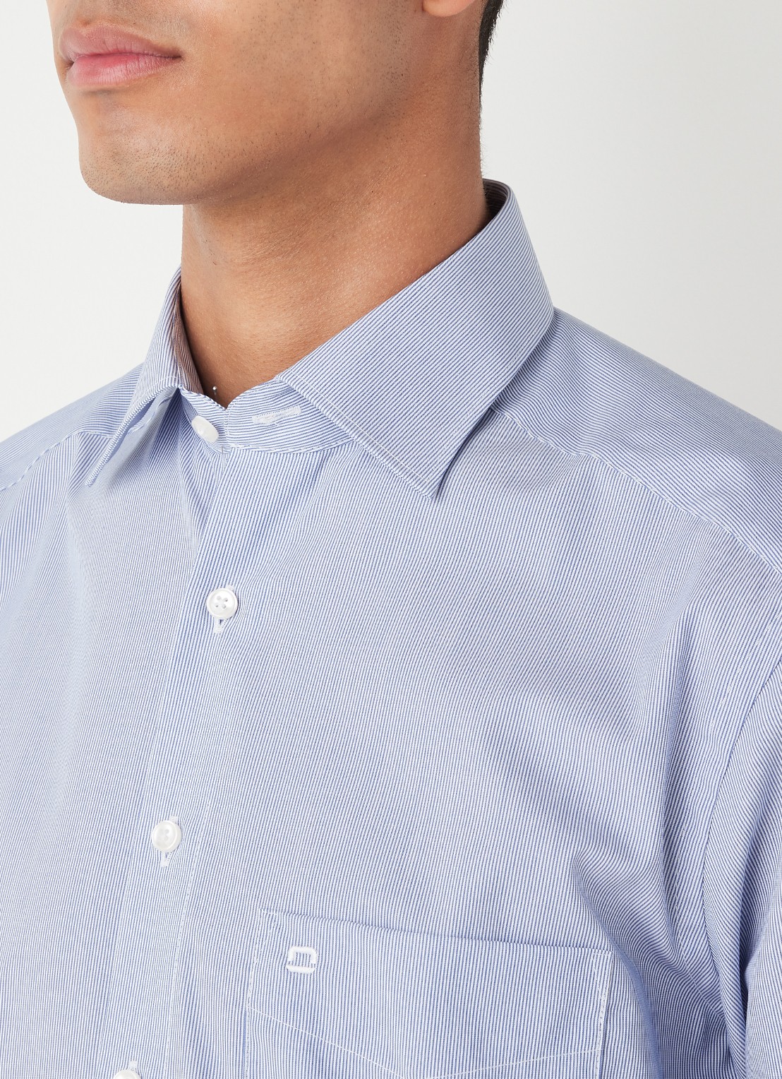 Olymp Regular fit overhemd met micro dessin - detail 3 blauw