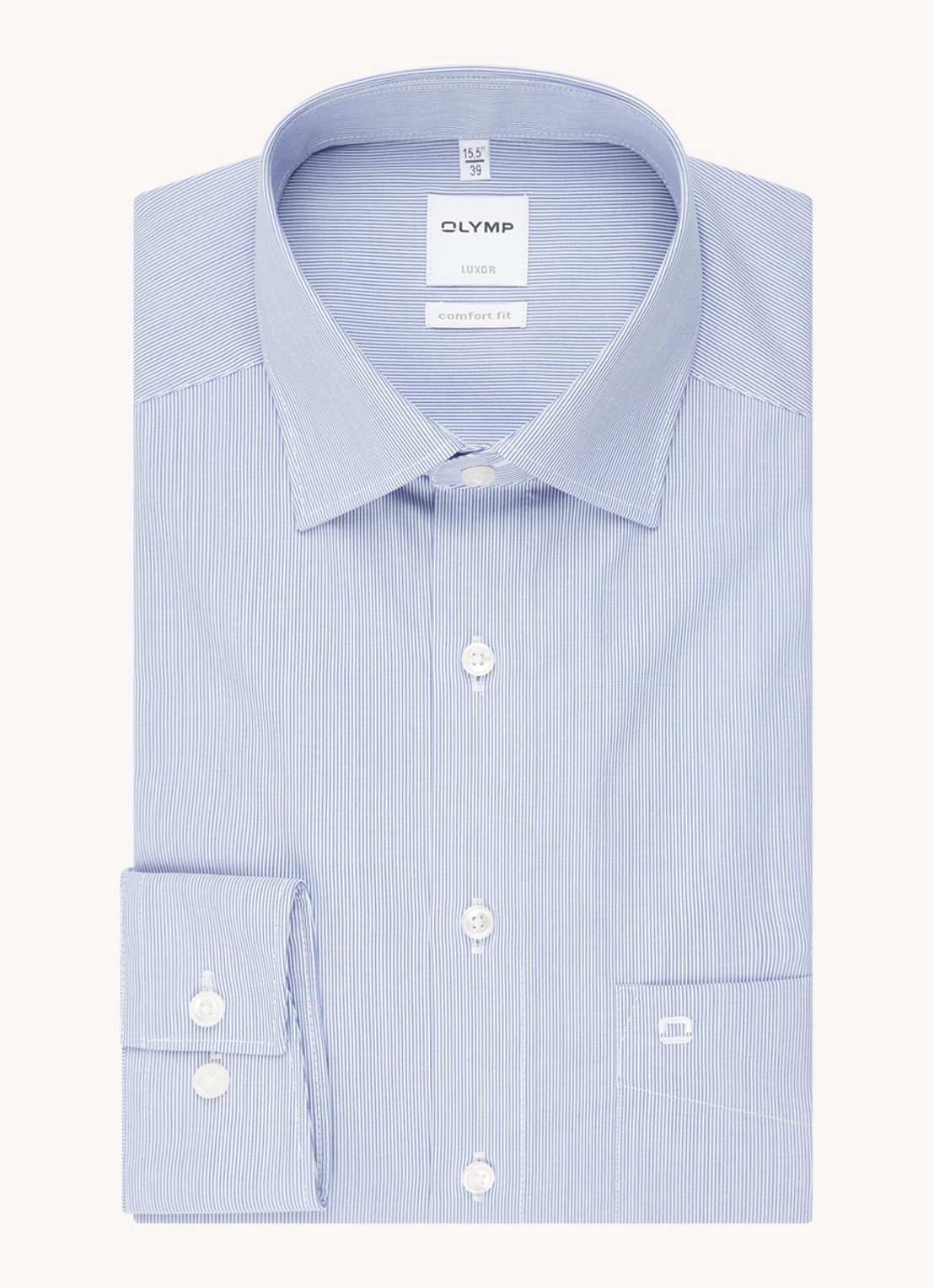 Olymp Regular fit overhemd met micro dessin - voorkant 4 blauw