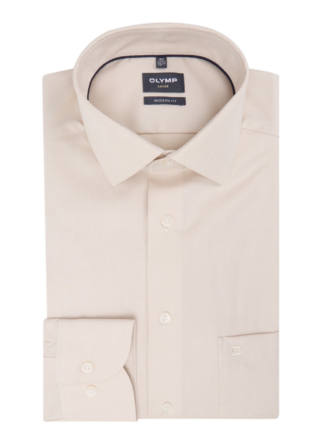 Olymp Regular fit overhemd met microdessin - voorkant 2 beige