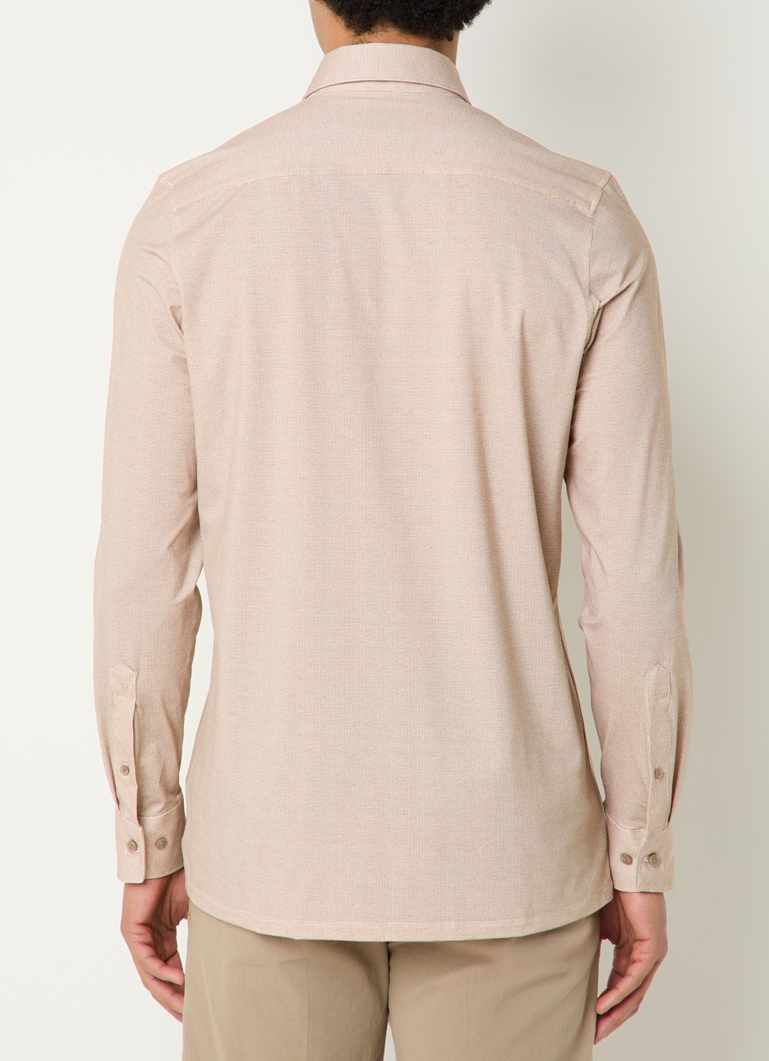 Olymp Regular Fit overhemd met microdessin - achterkant beige