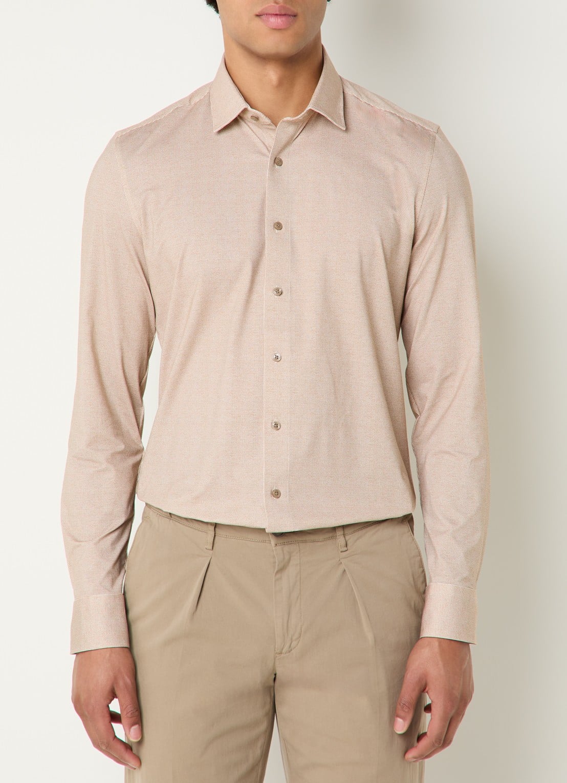 Olymp Regular Fit overhemd met microdessin - detail 2 beige