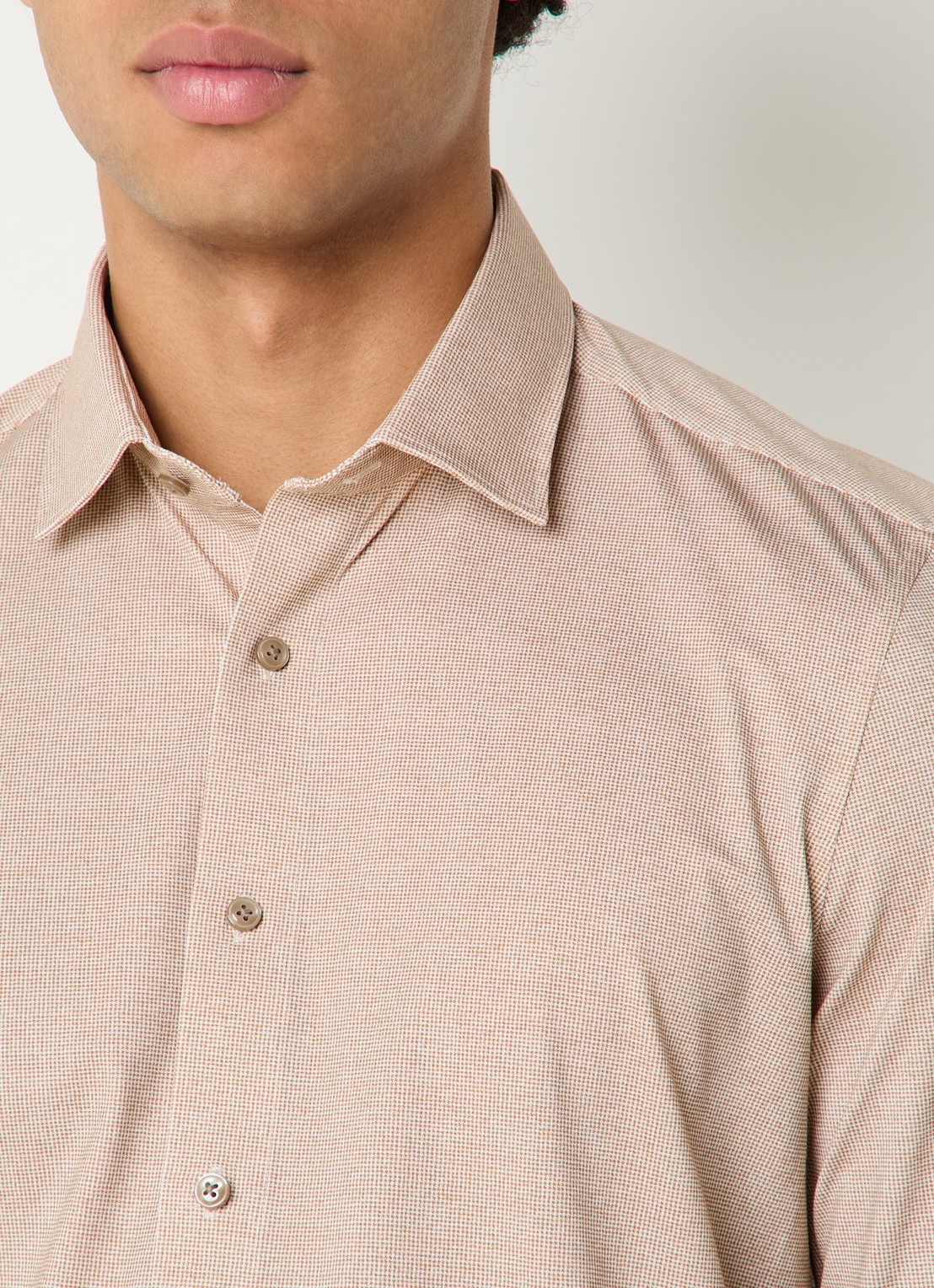 Olymp Regular Fit overhemd met microdessin - detail 3 beige