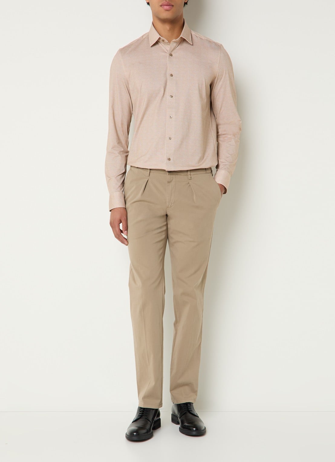 Olymp Regular Fit overhemd met microdessin - voorkant 5 beige