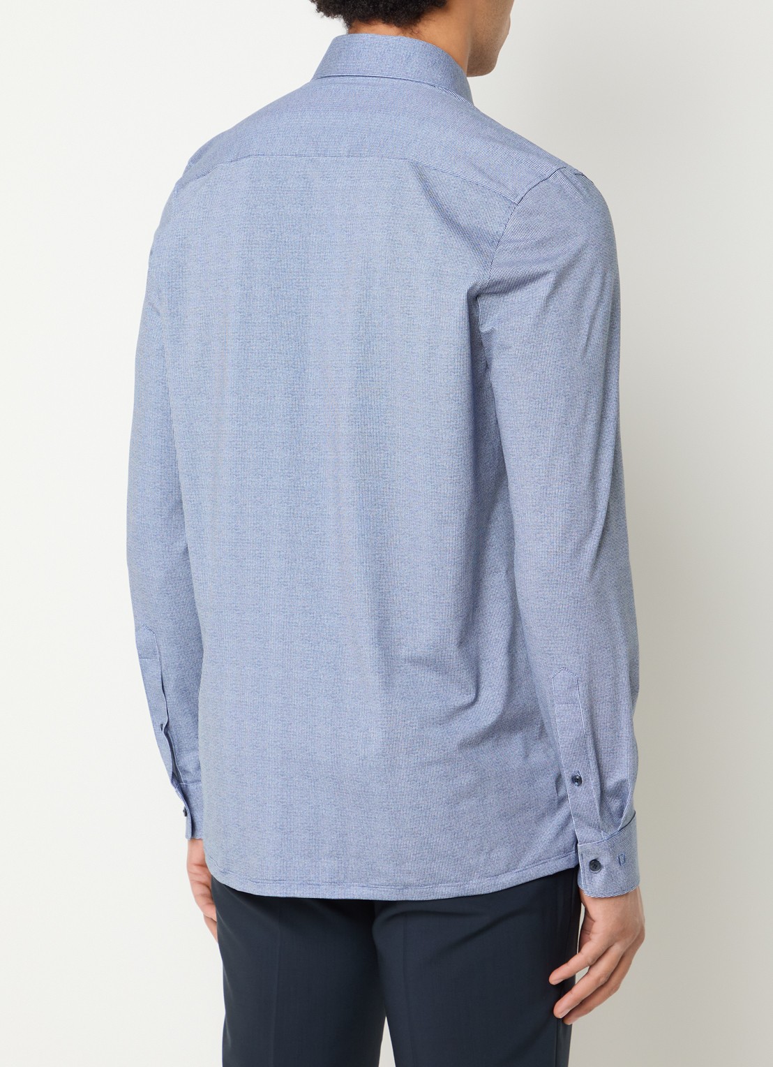 Olymp Regular Fit overhemd met microdessin - achterkant donkerblauw