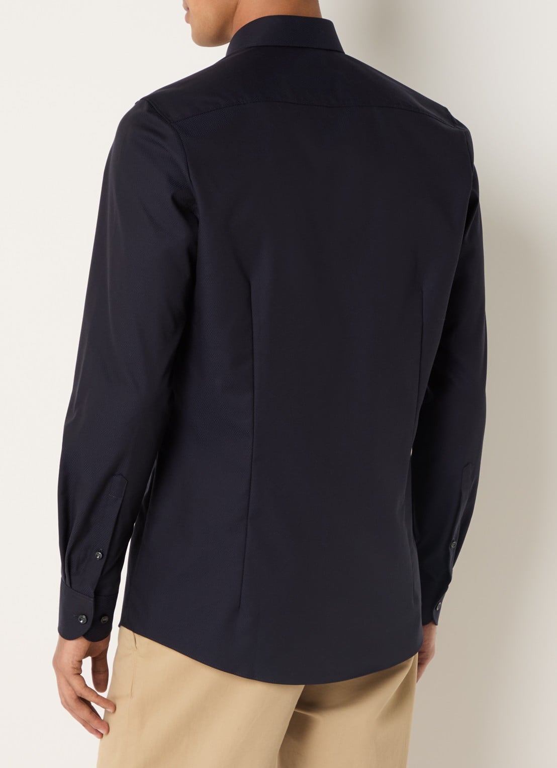 Olymp Regular fit overhemd met microdessin - achterkant 4 donkerblauw