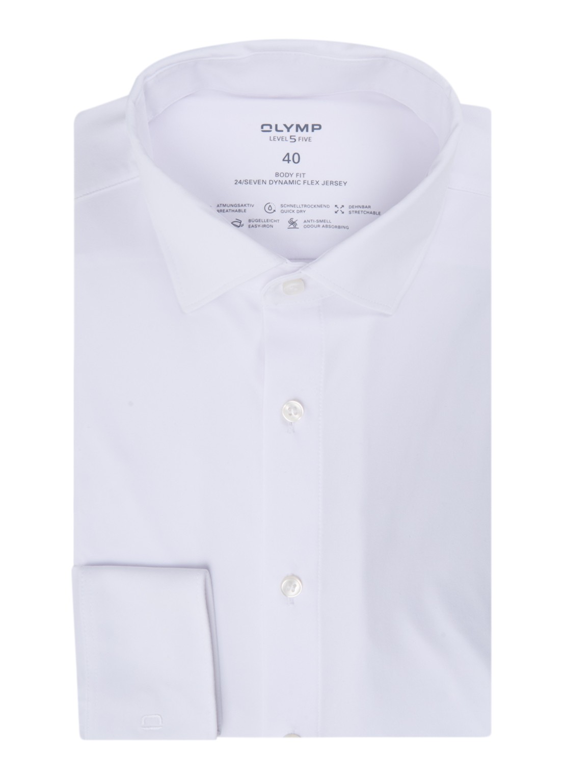 Olymp Slim fit overhemd met cut away kraag - voorkant wit