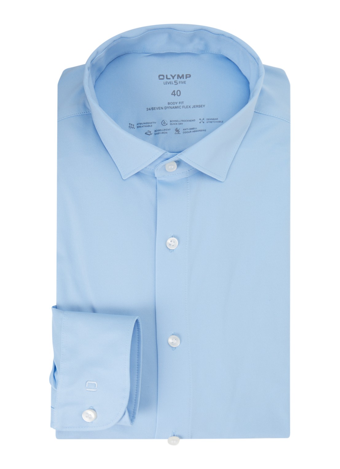 Olymp Slim fit overhemd met cut away kraag - voorkant 2 lichtblauw