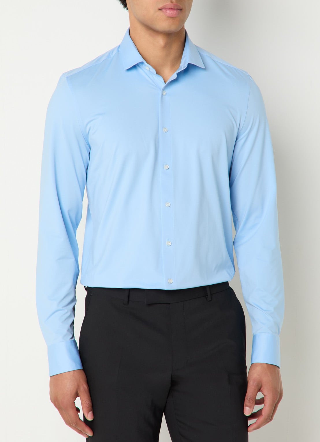 Olymp Slim fit overhemd met cut away kraag - detail 4 lichtblauw