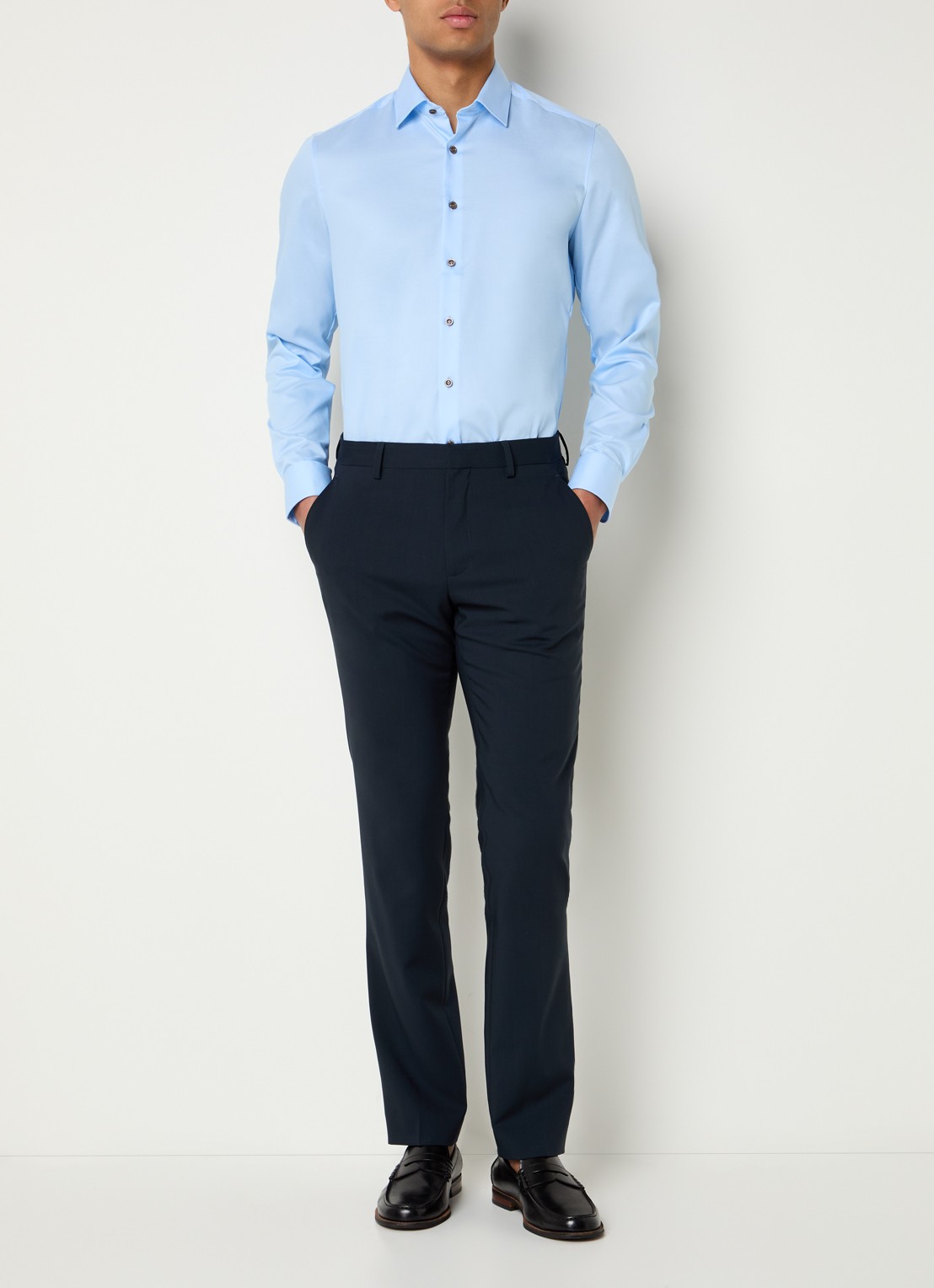 Olymp Slim fit overhemd met kent kraag - voorkant 5 lichtblauw