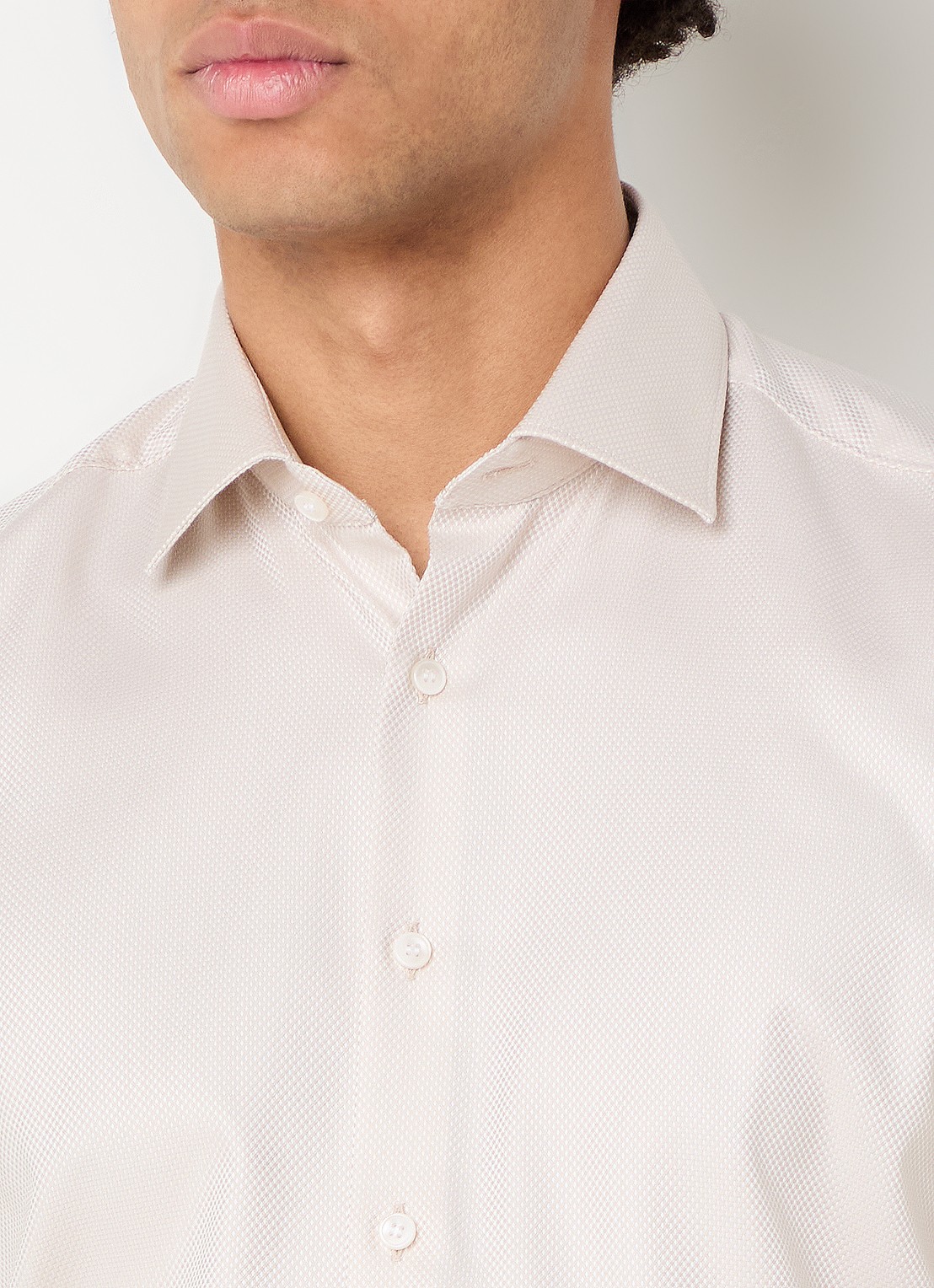 Olymp Slim fit overhemd met microdessin - detail 3 beige