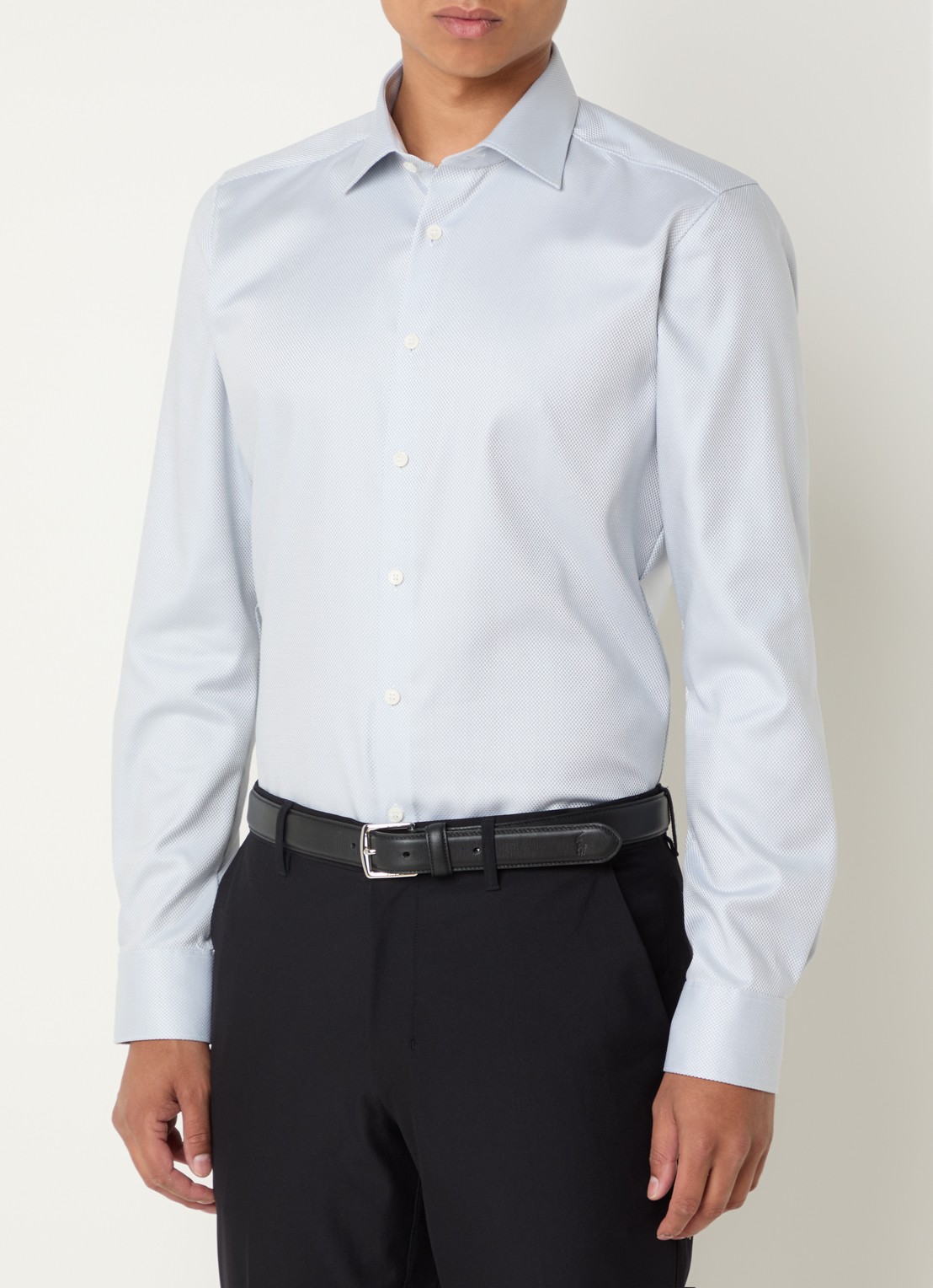 Olymp Slim fit overhemd met microdessin - detail 3 lichtgrijs