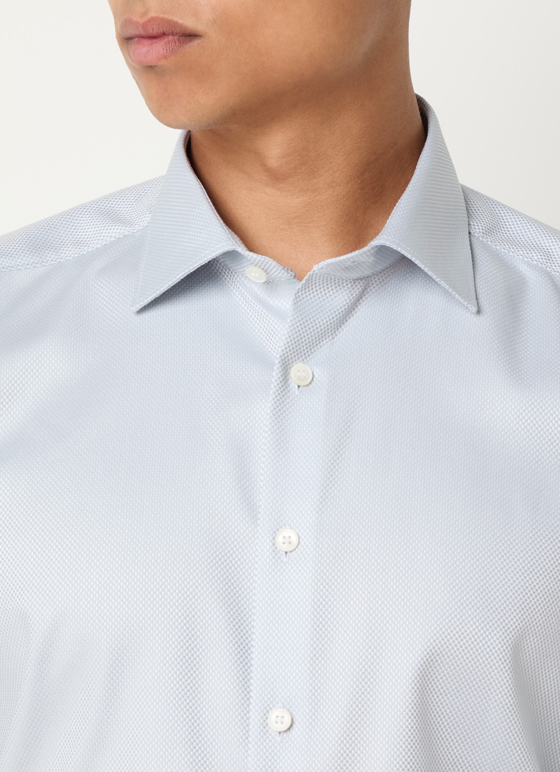 Olymp Slim fit overhemd met microdessin - detail 4 lichtgrijs