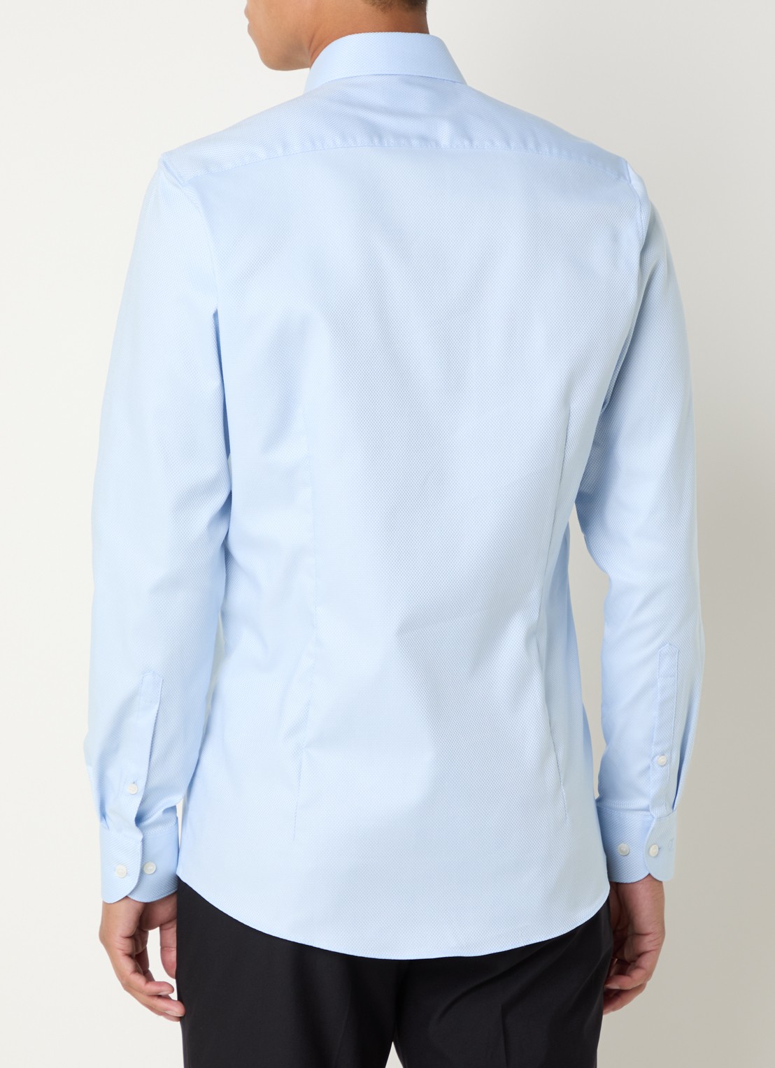 Olymp Slim fit overhemd met microdessin - achterkant 5 lichtblauw