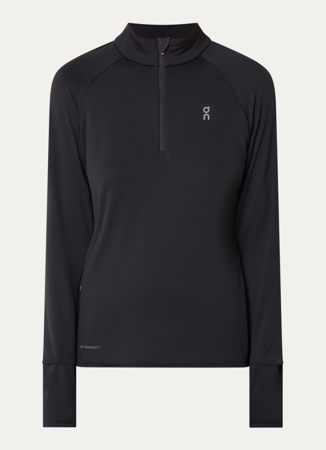 On Climate pullover met halve rits en logo - voorkant 2 zwart