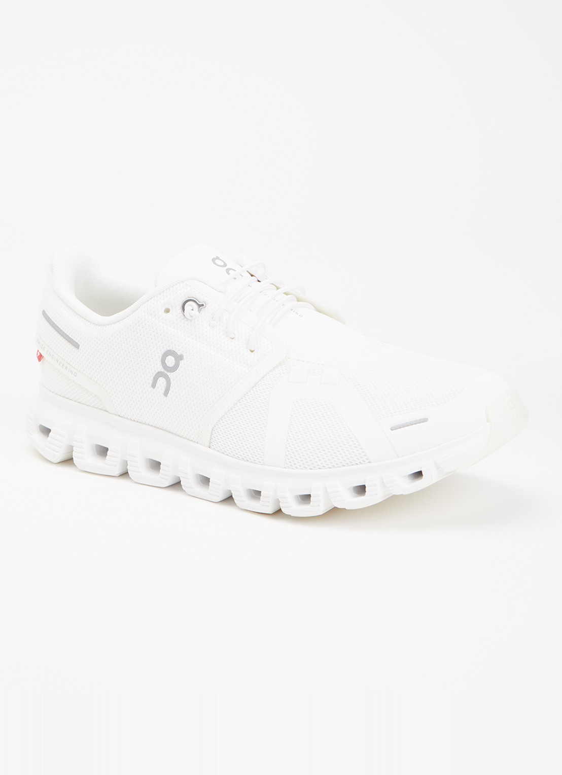 On Cloud 6 sneaker met gebreid bovenwerk  - voorkant 5 wit