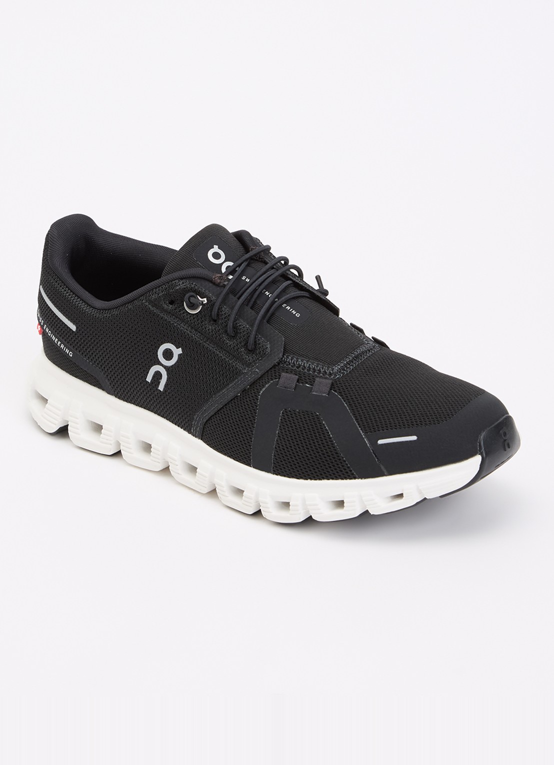 On Cloud 6 sneaker met gebreid bovenwerk - voorkant 4 zwart