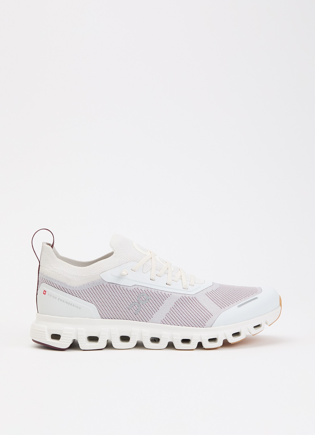 On Cloud 6 sneaker met gebreid bovenwerk - voorkant 5 ivoor