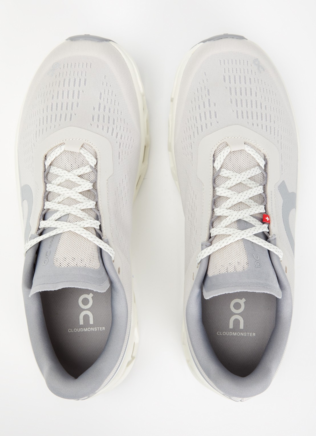 On Cloudmonster sneaker van mesh met logo - detail 2 lichtgrijs