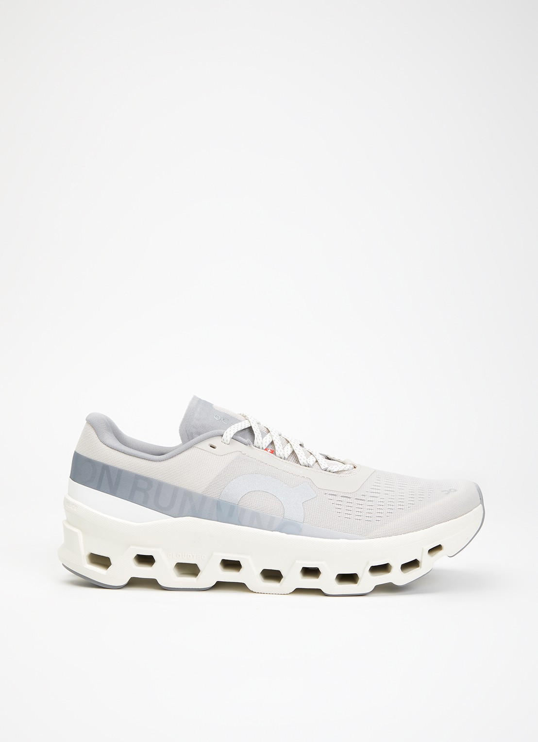 On Cloudmonster sneaker van mesh met logo - voorkant 4 lichtgrijs