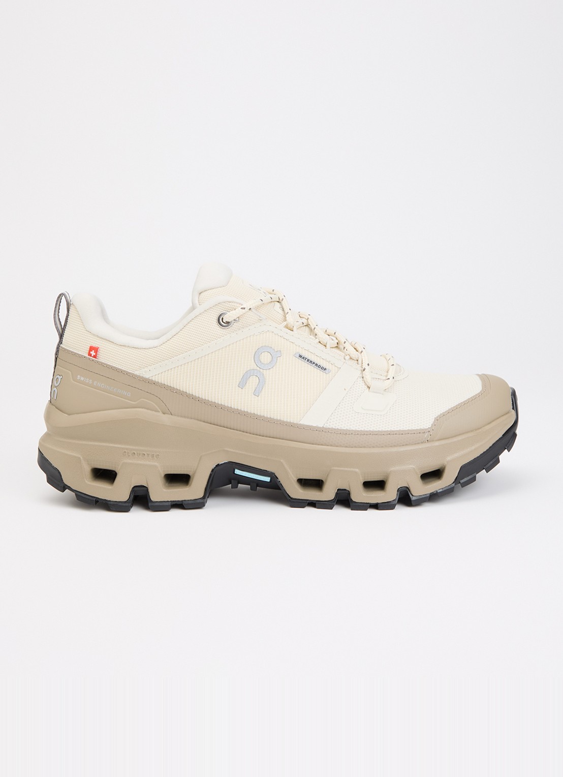 On Cloudrock sneaker met gebreid bovenwerk en logo - voorkant 4 vanillegeel