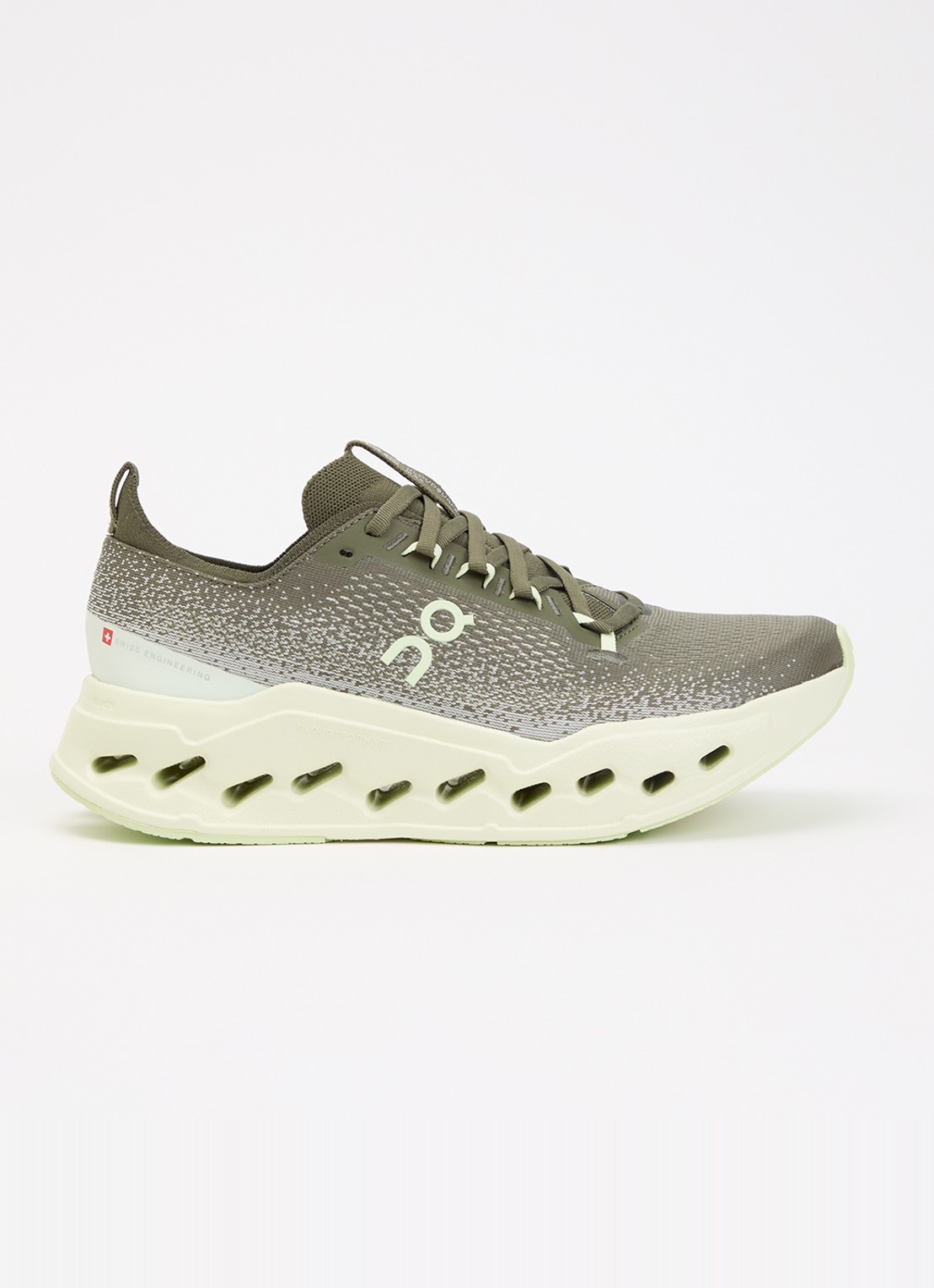 On Cloudsurfer Max sneaker van mesh met logo - voorkant bronsgroen