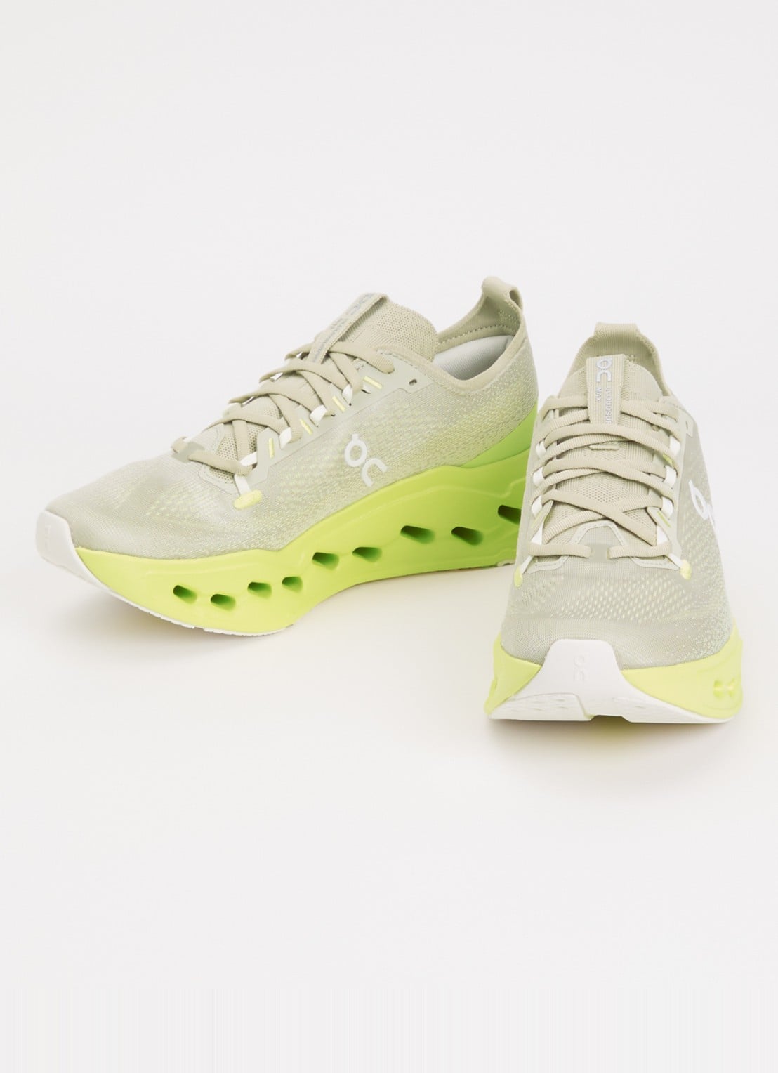 On Cloudsurfer Max sneaker van mesh met logo - detail 3 neongeel