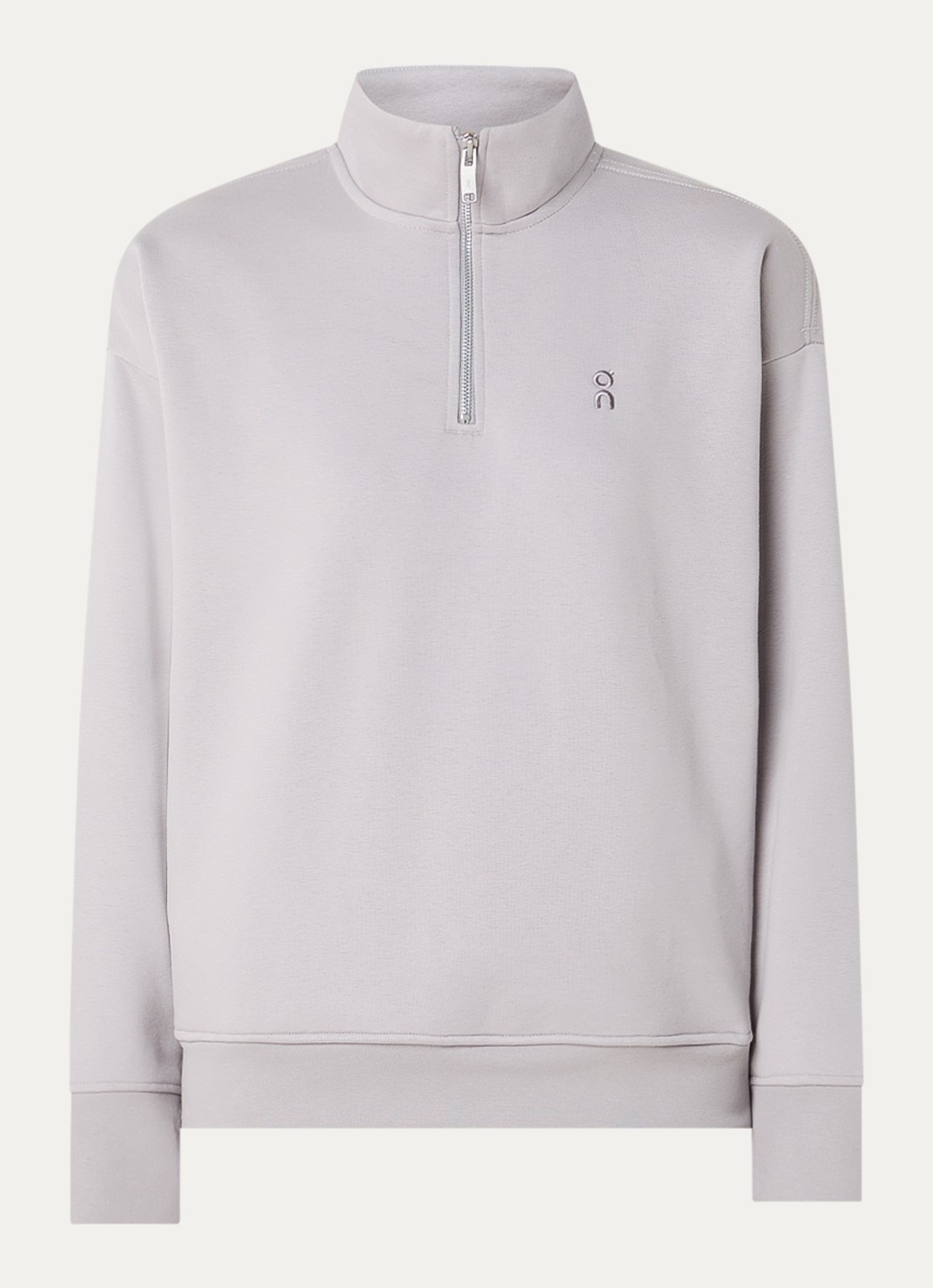 On Club Collective sweater met halve rits - voorkant 3 taupe