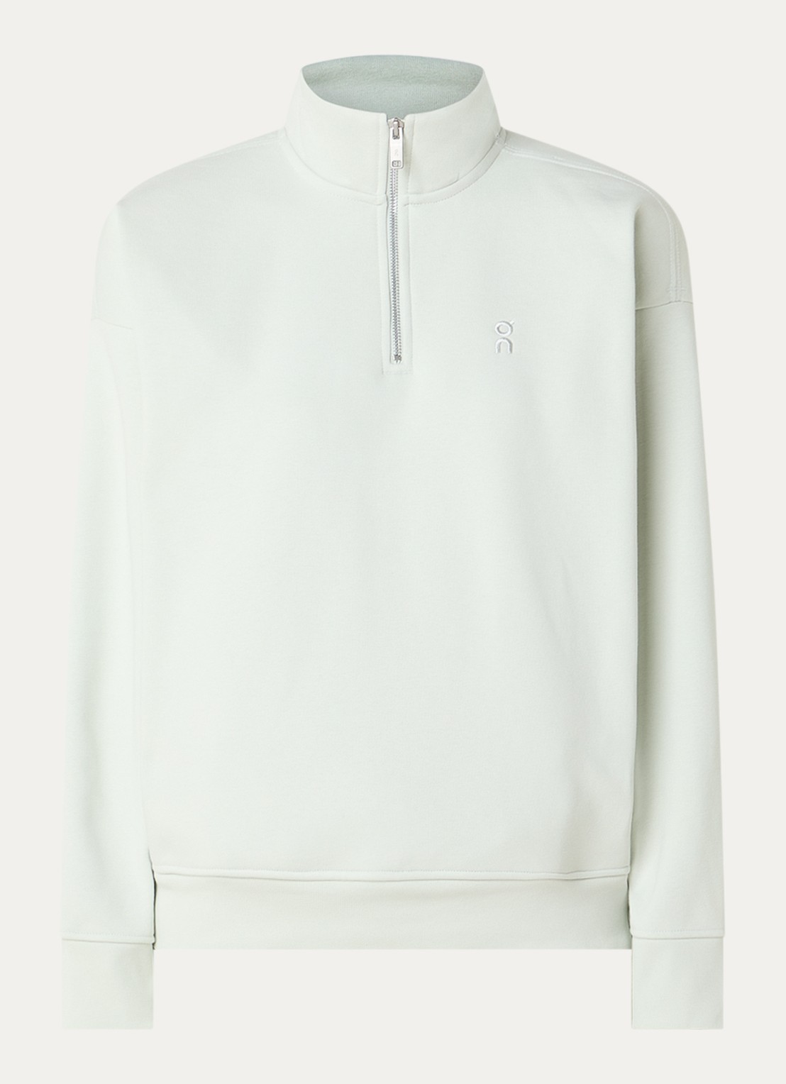 On Club Collective sweater met halve rits - voorkant 2 lichtgroen