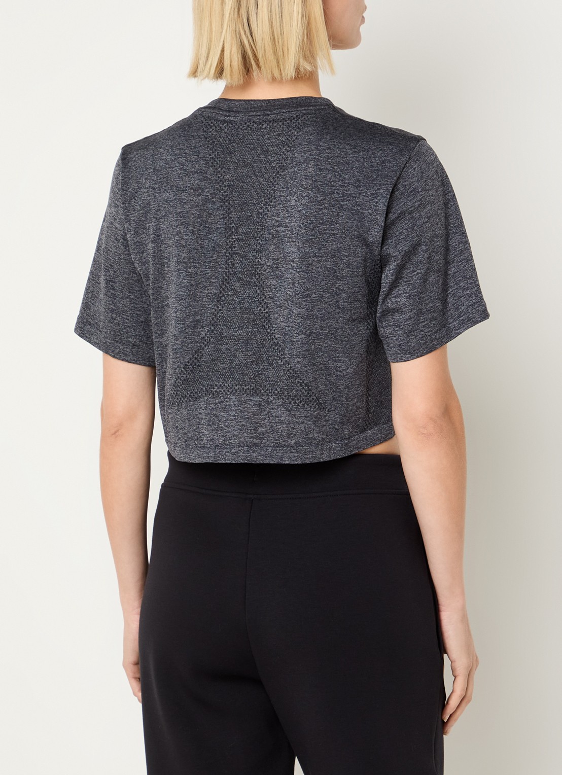 On Cropped trainings T-shirt met gemêleerd dessin - achterkant 4 antraciet