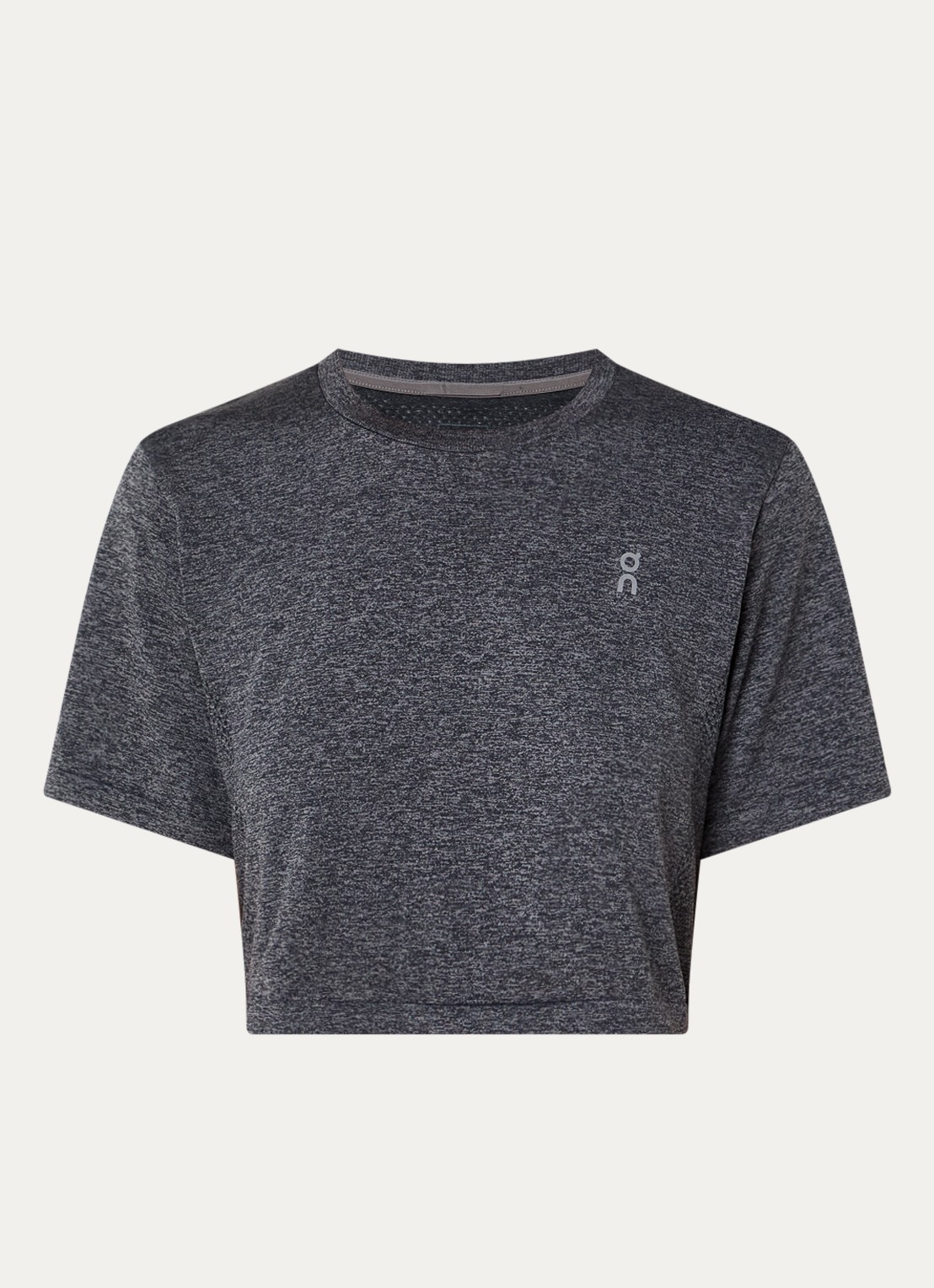 On Cropped trainings T-shirt met gemêleerd dessin - voorkant 2 antraciet