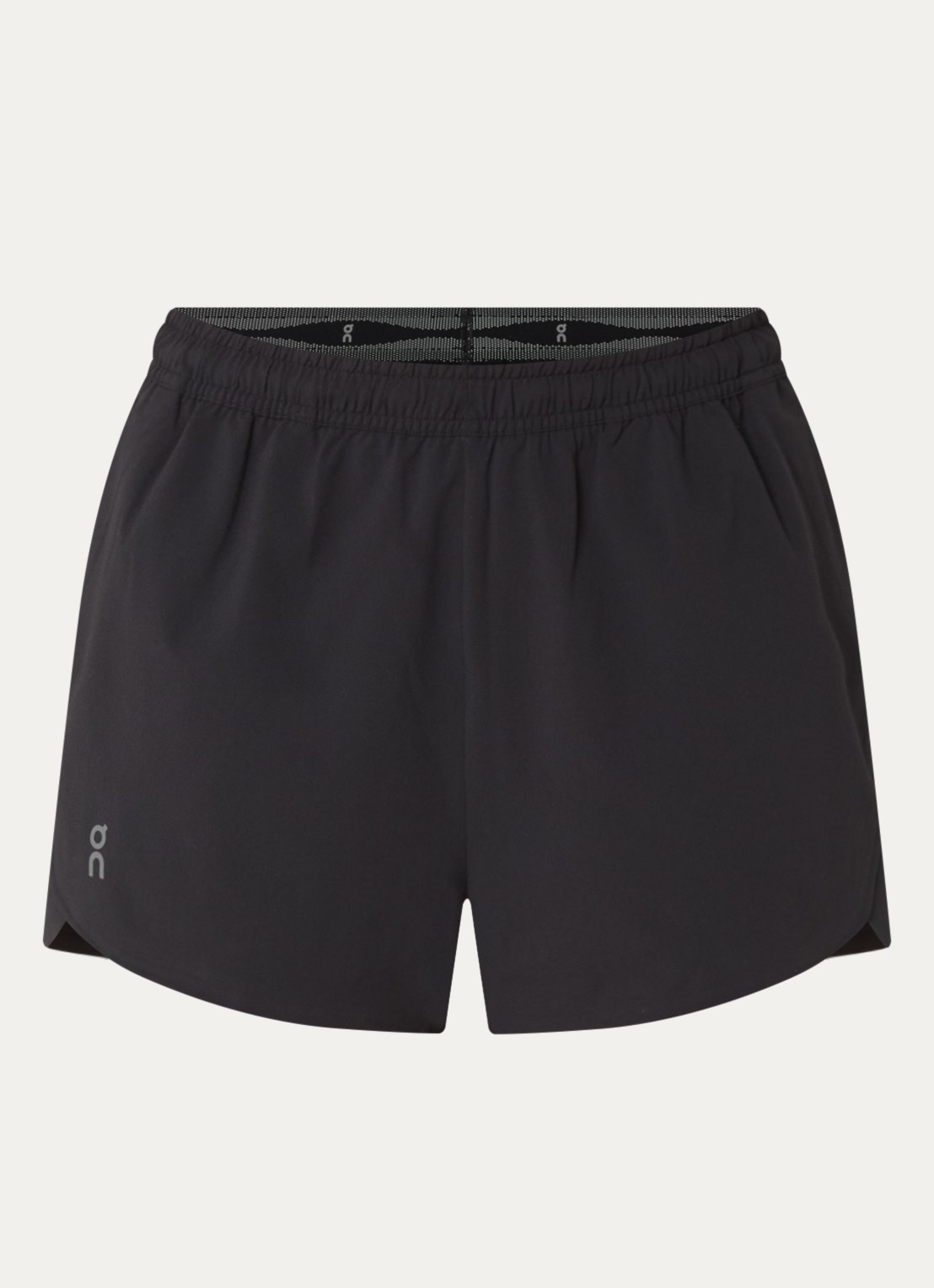 On High waist straight fit korte trainingsshort met logo - voorkant 3 zwart